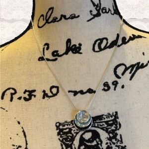 Silver Blue Tone Shell Pendant Necklace